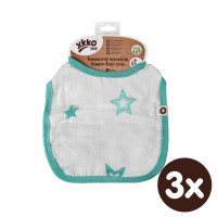 Bambusowy śliniak XKKO BMB - Turquoise Stars 3x1szt. (Hurtowe opak.)