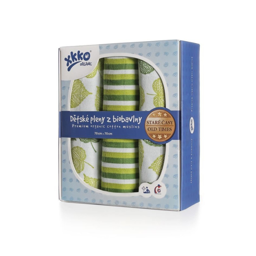 Pieluszki XKKO Organic 70x70 Organic Stare Czasy - Linden 5x3szt. (Hurtowe opak.)