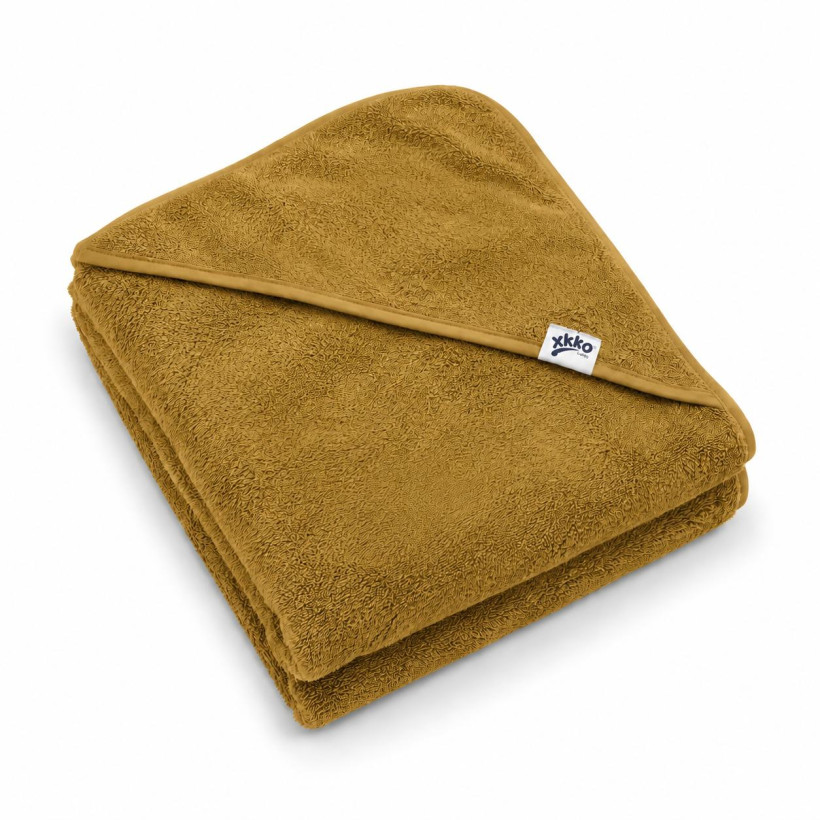 Ręcznik z kapturkiem z bawełny organicznej XKKO Organic 90x90 - Honey Mustard