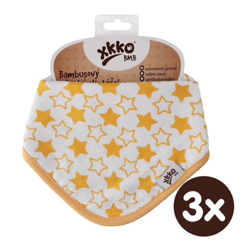 Bandanka bambusowa XKKO BMB - Little Stars Orange 3x1szt. (Hurtowe opak.)