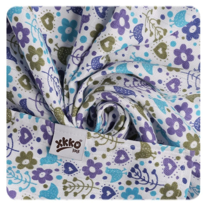 Pielucha bambusowa XKKO BMB 90x100 - Flowers&Birds Boys