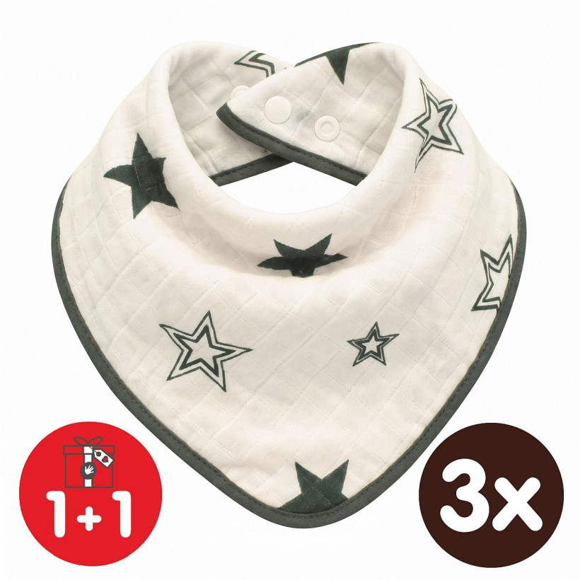 Bandanka bambusowa XKKO BMB - Natural Brown Stars 3x1szt. (Hurtowe opak.)