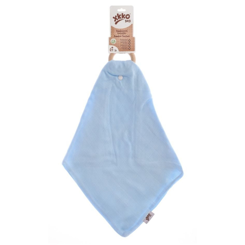 Gryzak bambusowy XKKO BMB z muślinem - Baby Blue 6x1szt. (Hurt. opak.)
