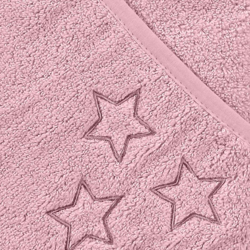 Ręcznik z kapturkiem z bawełny organicznej XKKO Organic 90x90 - Baby Pink Stars 5x1szt. (Hurtowe opak.)