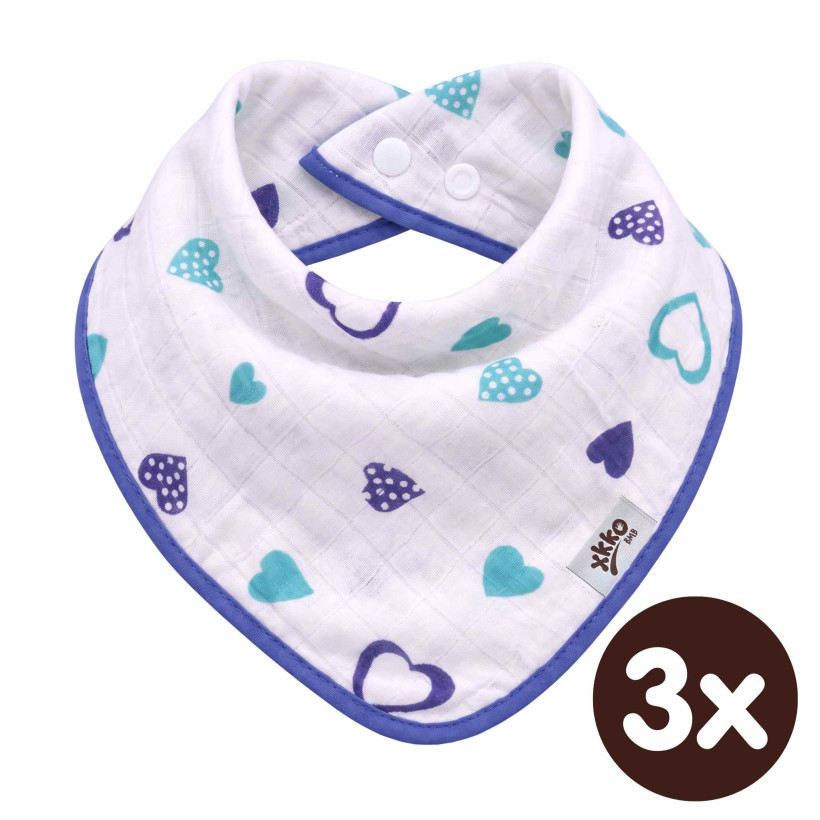Bandanka bambusowa XKKO BMB - Ocean Blue Hearts 3x1szt. (Hurtowe opak.)