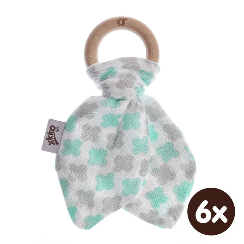 Gryzak bambusowy XKKO BMB Liść - Mint Cross 6x1szt. (Hurt. opak.)