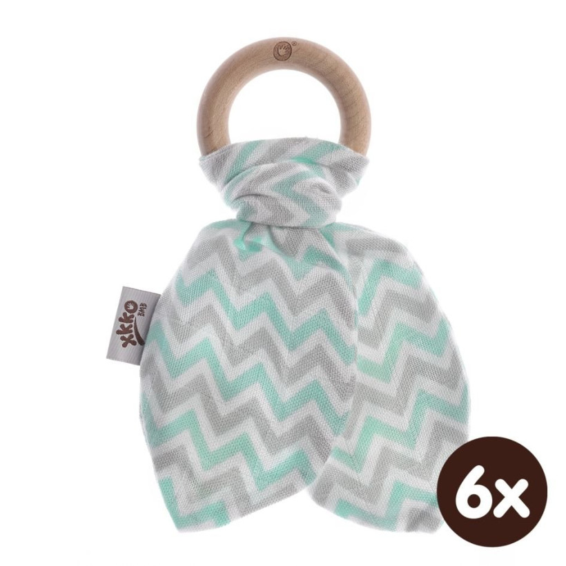 Gryzak bambusowy XKKO BMB Liść - Chevron Mint 6x1szt. (Hurt. opak.)