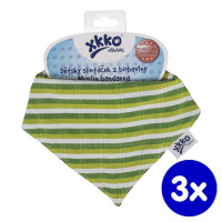 Bandanka XKKO Organic Stare Czasy - Green Stripes 3x1szt. (Hurtowe opak.)