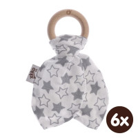 Gryzak bambusowy XKKO BMB Liść - Silver Little Stars 6x1szt. (Hurt. opak.)