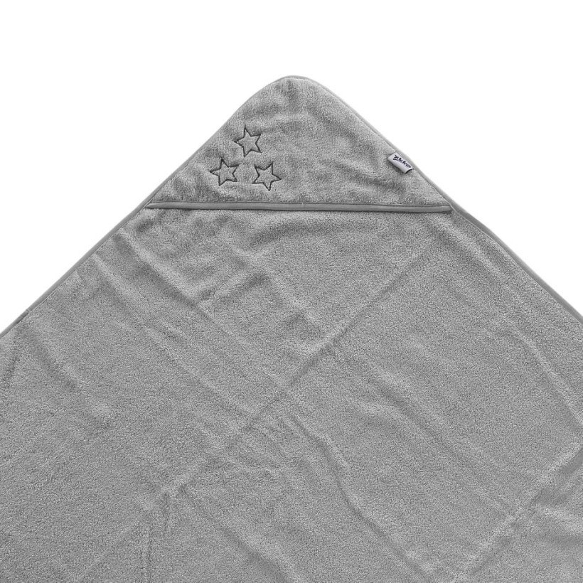 Ręcznik z kapturkiem z bawełny organicznej XKKO Organic 90x90 - Silver Stars 5x1szt. (Hurtowe opak.)