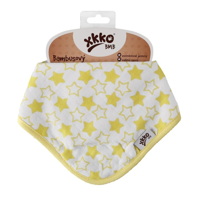Bandanka bambusowa XKKO BMB - Little Stars Lemon 3x1szt. (Hurtowe opak.)