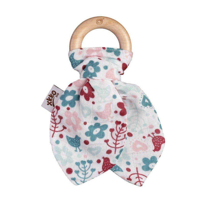 Gryzak bambusowy XKKO BMB Liść - Flowers&Birds Girls 6x1szt. (Hurt. opak.)