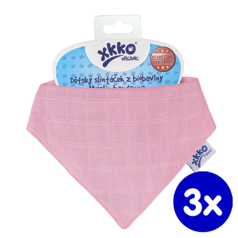 Bandanka XKKO Organic Stare Czasy - Light Pink 3x1szt. (Hurtowe opak.)