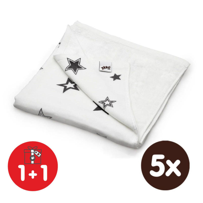 Kocyk bambusowy XKKO BMB 130x70 - Silver Stars 5x1szt. (Hurtowe opak.)