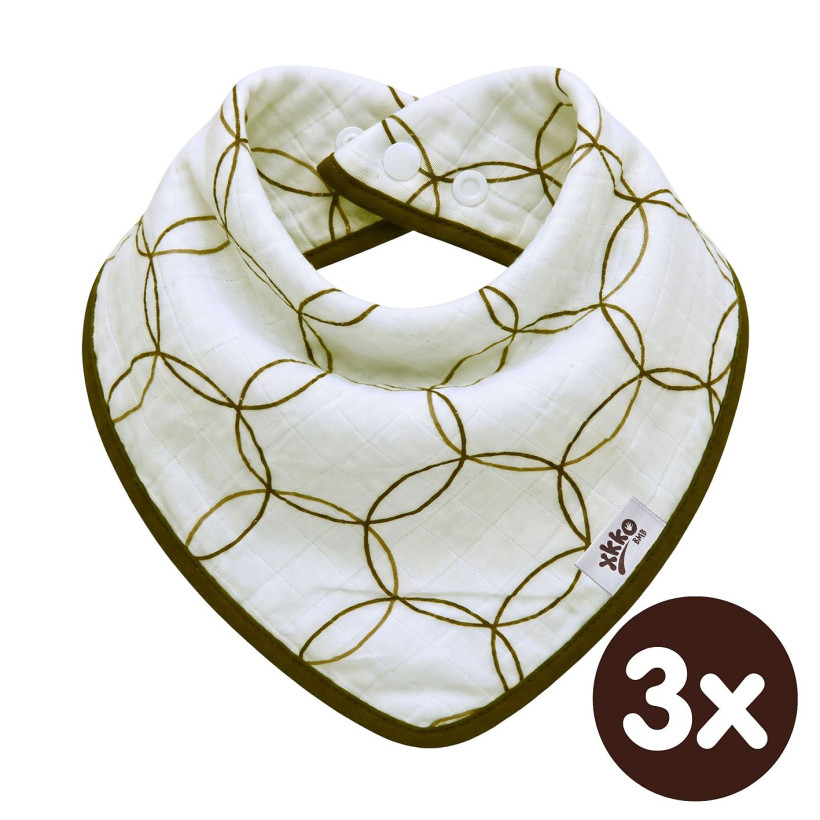 Bandanka bambusowa XKKO BMB - Natural Brown Circles 3x1szt. (Hurtowe opak.)