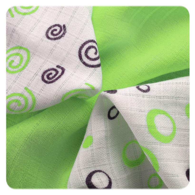 Bambusowe pieluchy XKKO BMB 30x30 - Spirals&Bubbles Lime MIX