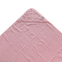 Ręcznik z kapturkiem z bawełny organicznej XKKO Organic 90x90 - Baby Pink Stars 5x1szt. (Hurtowe opak.)