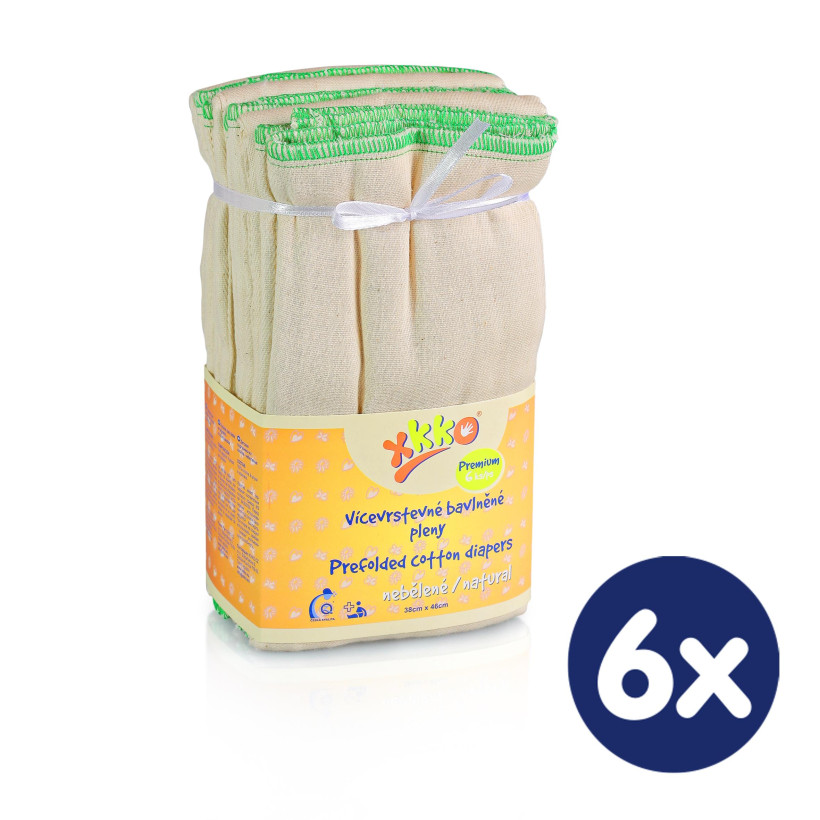 Prefoldy XKKO Classic (4/8/4) - Premium Natural  6x6szt. (Hurtowe opak.)