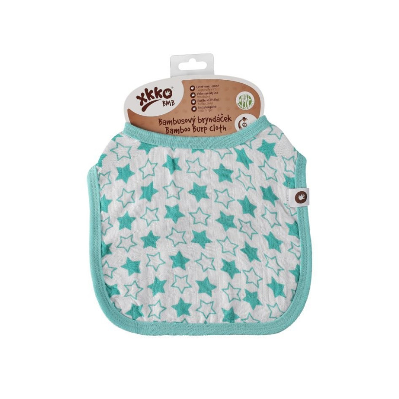 Bambusowy śliniak XKKO BMB - Little Stars Turquoise 3x1szt. (Hurtowe opak.)