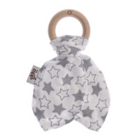 Gryzak bambusowy XKKO BMB Liść - Silver Little Stars 6x1szt. (Hurt. opak.)