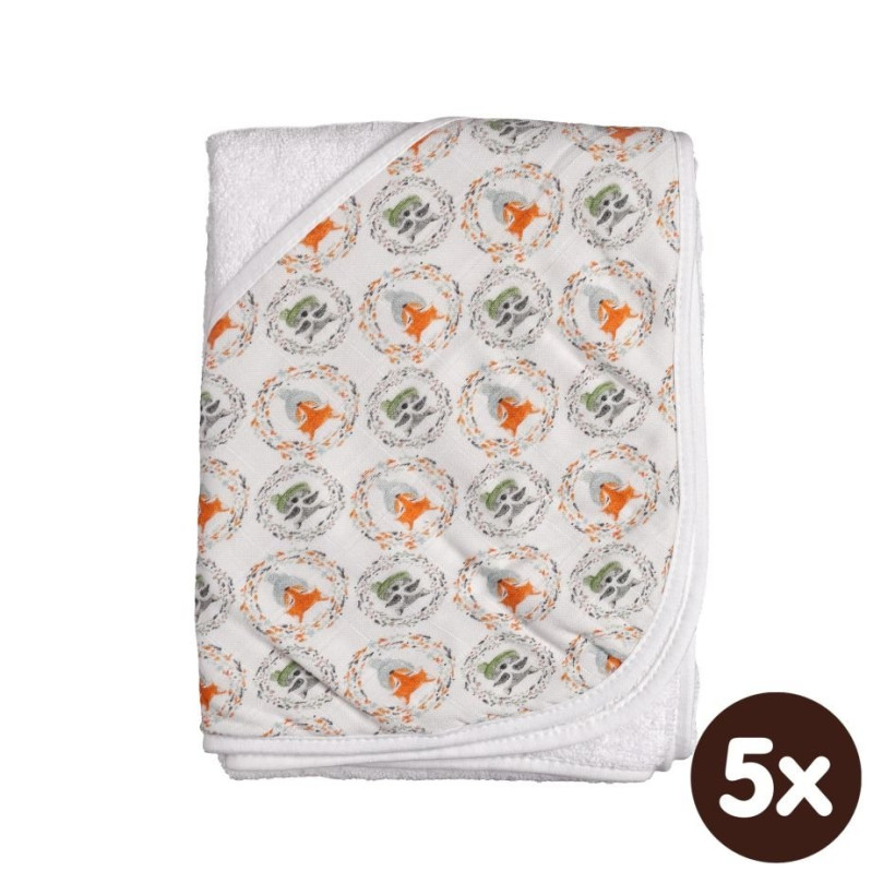 Bambusowy ręcznik z  kapturem XKKO BMB 90x90 - Fox&Raccoon 5x1szt. (Hurtowe opak.)