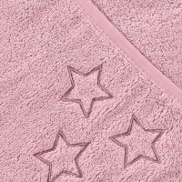Ręcznik z kapturkiem z bawełny organicznej XKKO Organic 90x90 - Baby Pink Stars 5x1szt. (Hurtowe opak.)