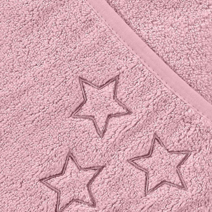 Ręcznik z kapturkiem z bawełny organicznej XKKO Organic 90x90 - Baby Pink Stars